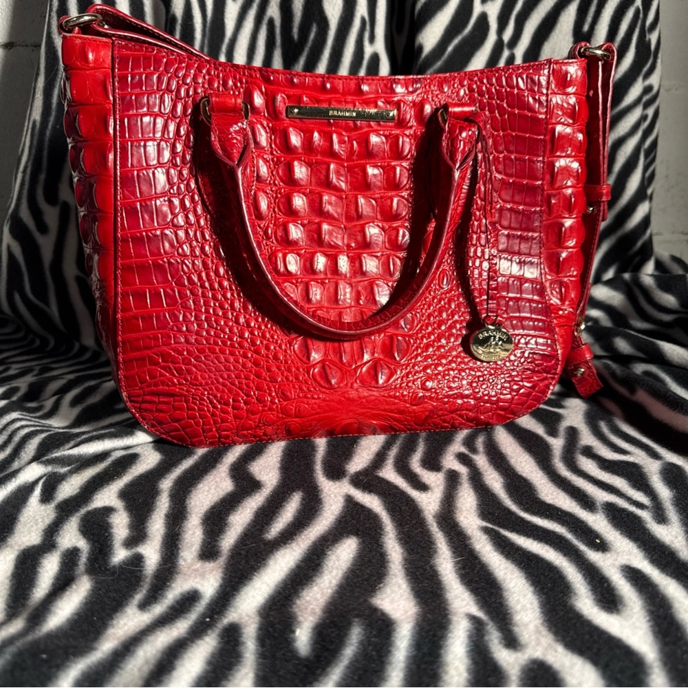 Brahmin Duxbury Dragon Sriracha Red Leather Bag